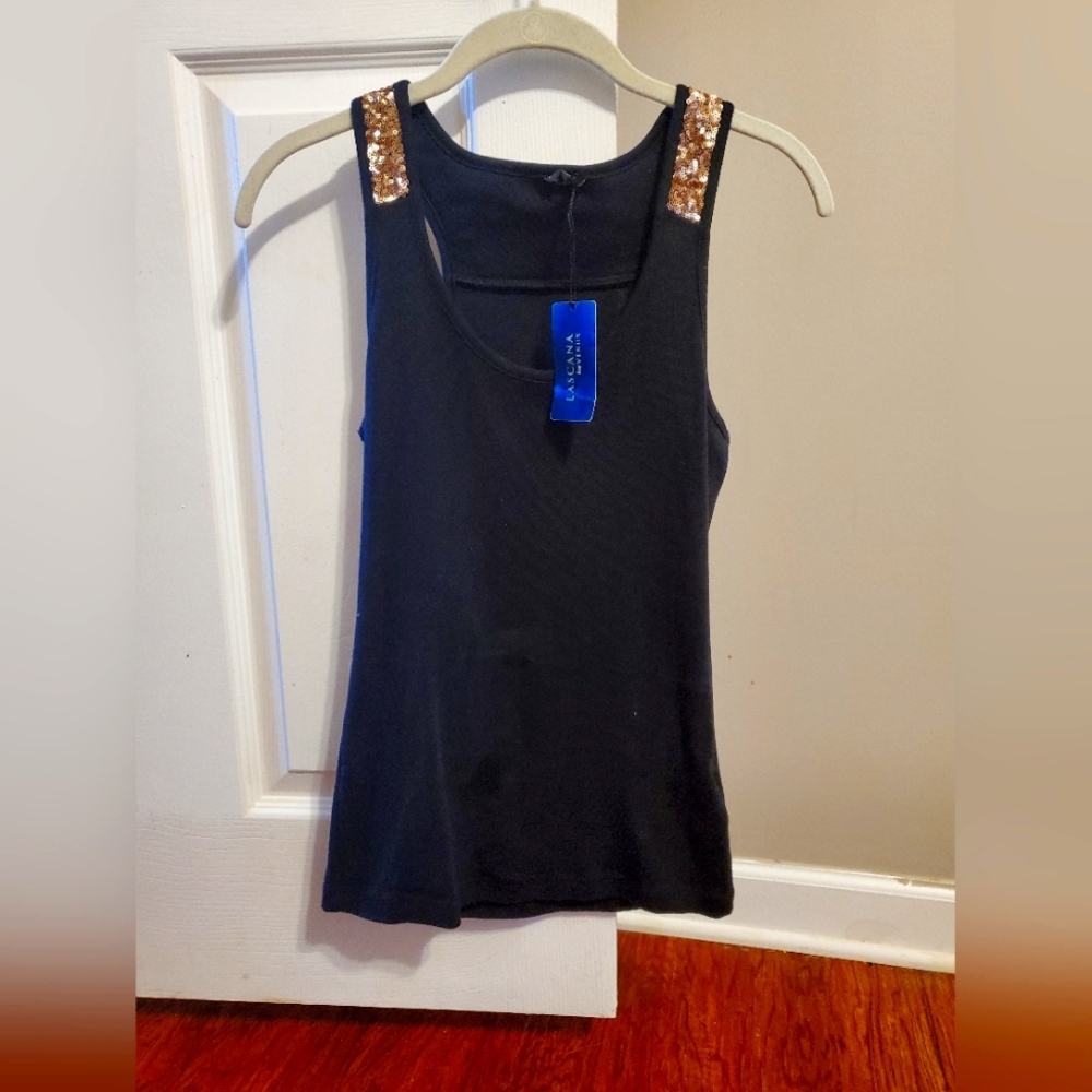 Blank Tank with Gold Sequins, S, Venus